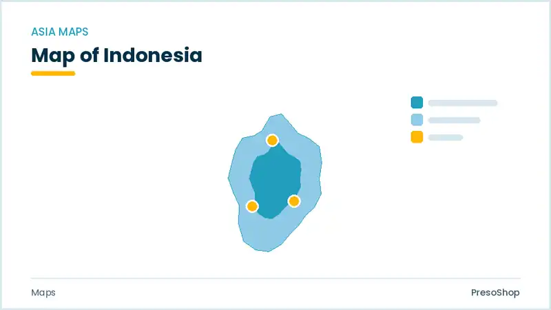 Editable PowerPoint outline map of Indonesia in Asia, drawn as recolourable vector shapes for market and territory slides
