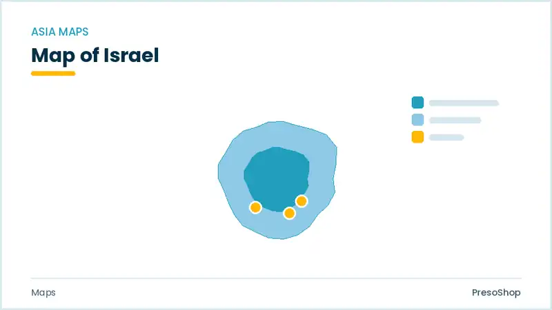 Editable PowerPoint outline map of Israel in Asia, drawn as recolourable vector shapes for market and territory slides