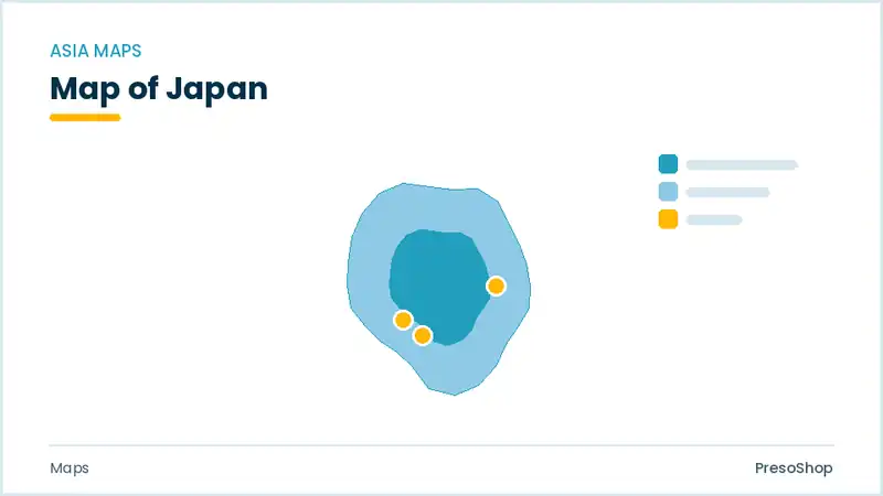 Editable PowerPoint outline map of Japan in Asia, drawn as recolourable vector shapes for market and territory slides