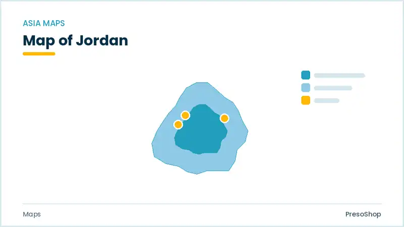 Editable PowerPoint outline map of Jordan in Asia, drawn as recolourable vector shapes for market and territory slides