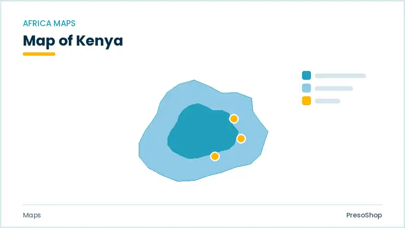 Editable PowerPoint outline map of Kenya in Africa, drawn as recolourable vector shapes for market and territory slides