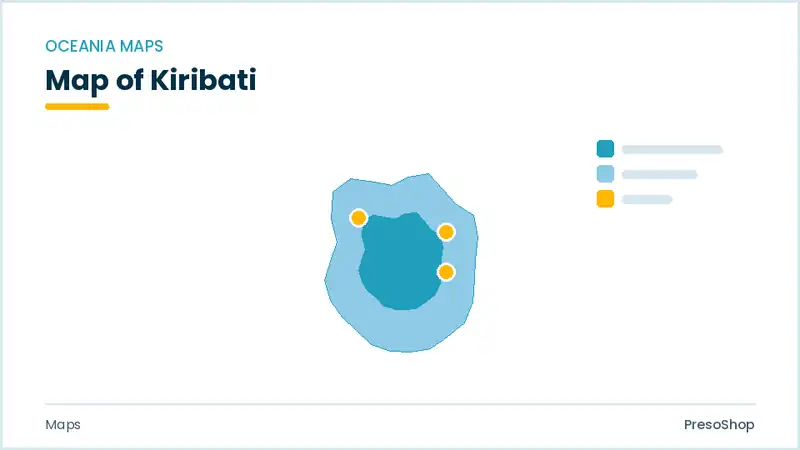 Editable PowerPoint outline map of Kiribati in Oceania, drawn as recolourable vector shapes for market and territory slides