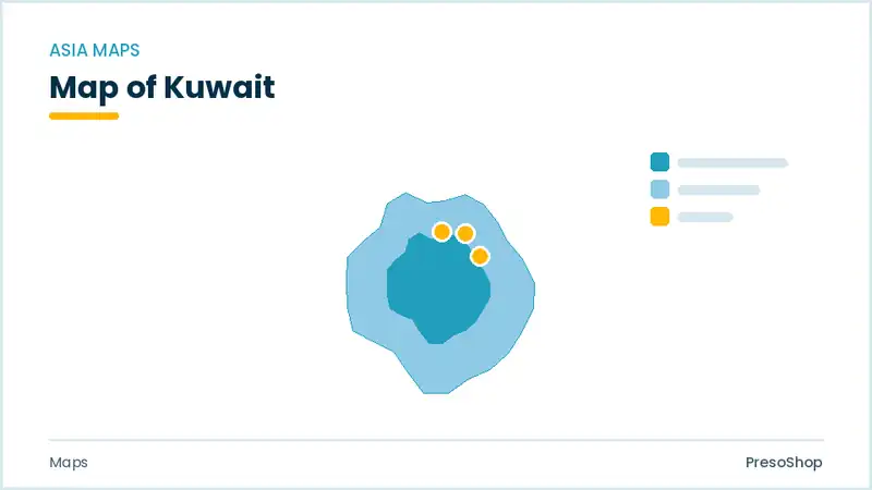 Editable PowerPoint outline map of Kuwait in Asia, drawn as recolourable vector shapes for market and territory slides