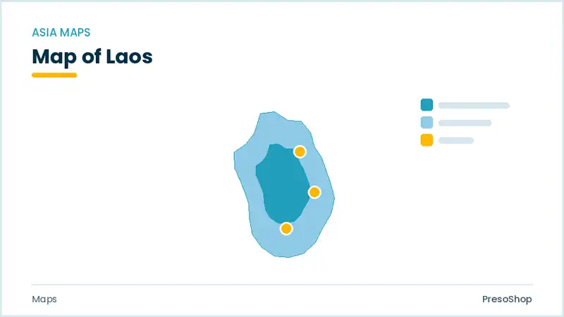 Editable PowerPoint outline map of Laos in Asia, drawn as recolourable vector shapes for market and territory slides
