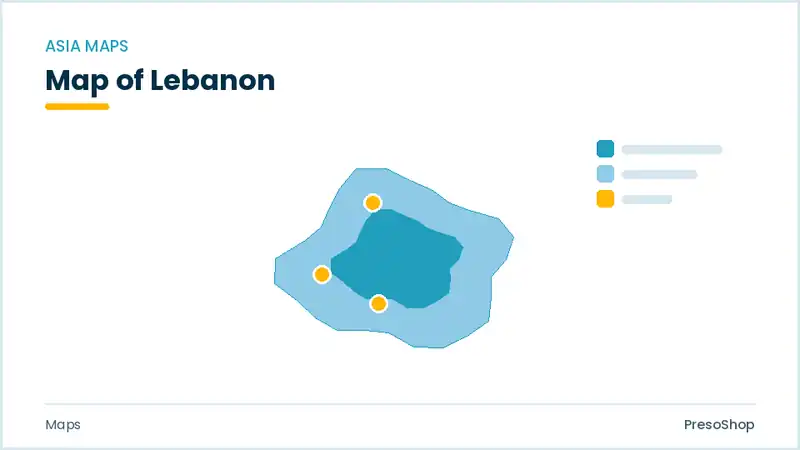Editable PowerPoint outline map of Lebanon in Asia, drawn as recolourable vector shapes for market and territory slides