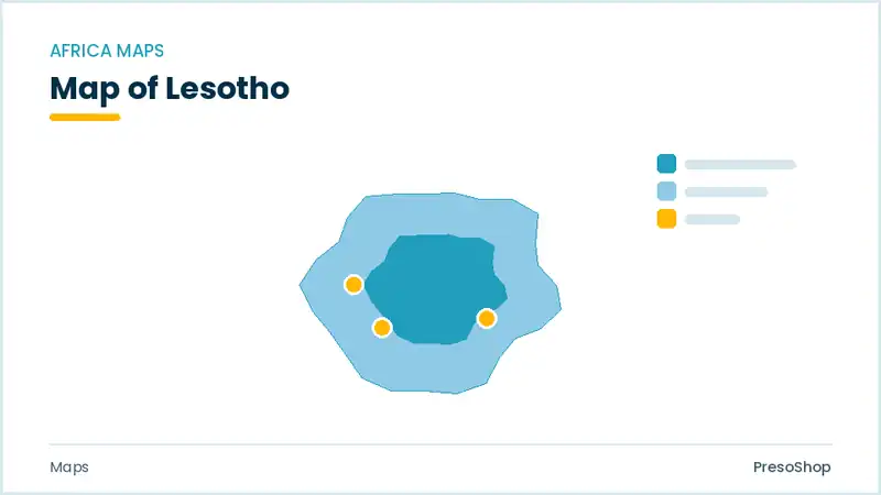 Editable PowerPoint outline map of Lesotho in Africa, drawn as recolourable vector shapes for market and territory slides