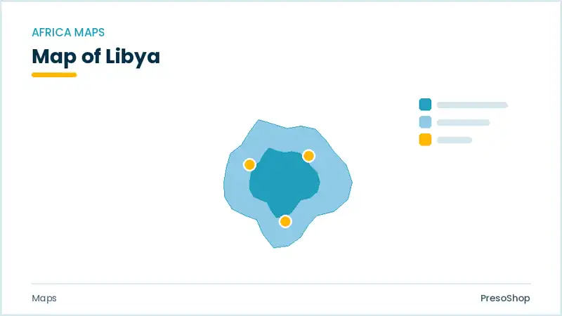 Editable PowerPoint outline map of Libya in Africa, drawn as recolourable vector shapes for market and territory slides