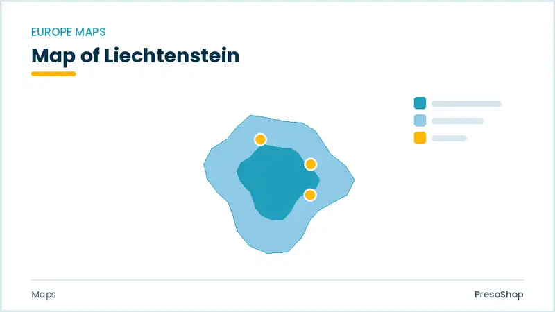 Editable PowerPoint outline map of Liechtenstein in Europe, drawn as recolourable vector shapes for market and territory slides