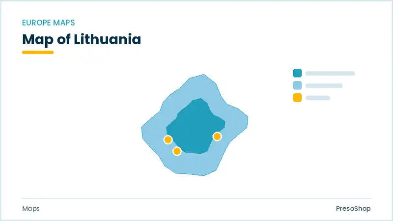 Editable PowerPoint outline map of Lithuania in Europe, drawn as recolourable vector shapes for market and territory slides