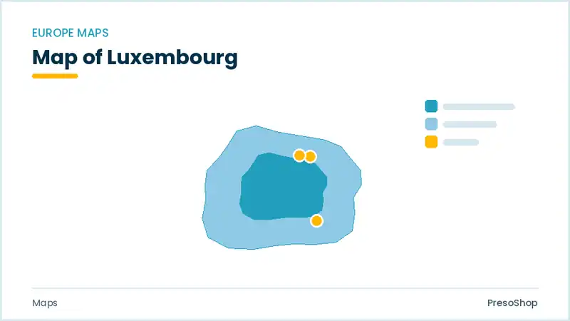 Editable PowerPoint outline map of Luxembourg in Europe, drawn as recolourable vector shapes for market and territory slides