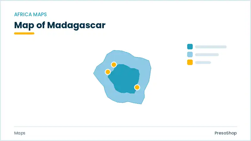 Editable PowerPoint outline map of Madagascar in Africa, drawn as recolourable vector shapes for market and territory slides