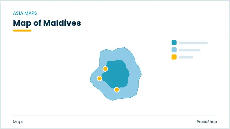 Editable PowerPoint outline map of Maldives in Asia, drawn as recolourable vector shapes for market and territory slides