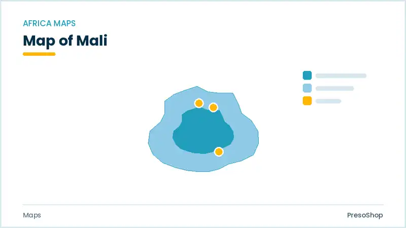 Editable PowerPoint outline map of Mali in Africa, drawn as recolourable vector shapes for market and territory slides