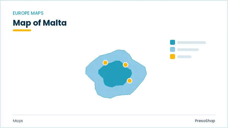 Editable PowerPoint outline map of Malta in Europe, drawn as recolourable vector shapes for market and territory slides
