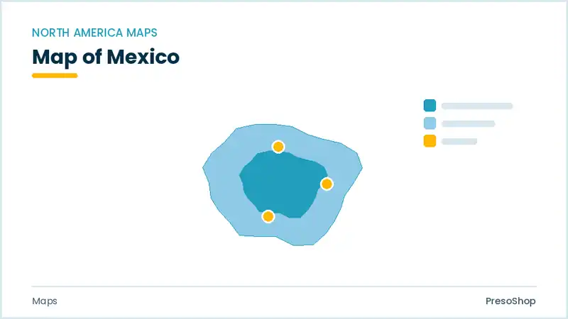 Editable PowerPoint outline map of Mexico in North America, drawn as recolourable vector shapes for market and territory slides