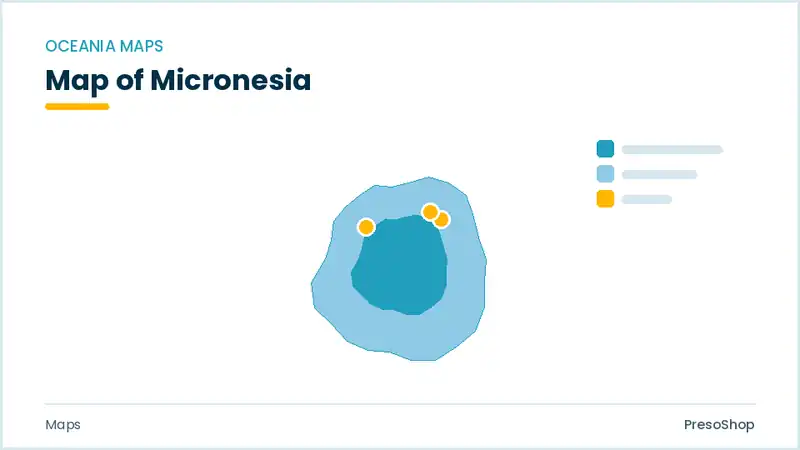 Editable PowerPoint outline map of Micronesia in Oceania, drawn as recolourable vector shapes for market and territory slides