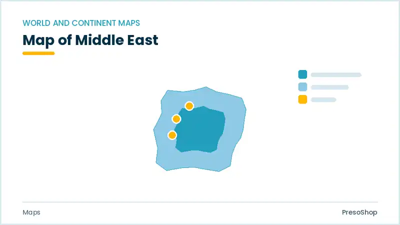 Editable PowerPoint middle east map with each region as a separate recolourable vector shape