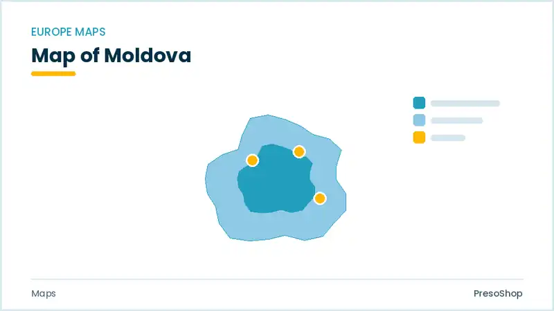 Editable PowerPoint outline map of Moldova in Europe, drawn as recolourable vector shapes for market and territory slides