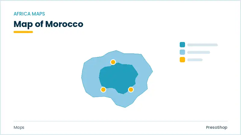 Editable PowerPoint outline map of Morocco in Africa, drawn as recolourable vector shapes for market and territory slides