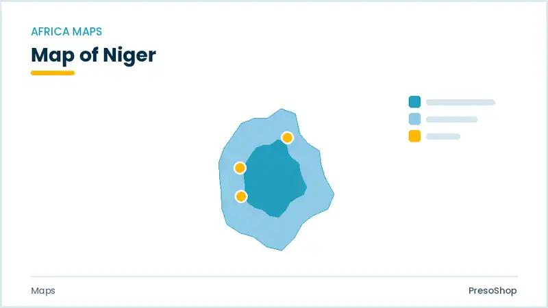 Editable PowerPoint outline map of Niger in Africa, drawn as recolourable vector shapes for market and territory slides
