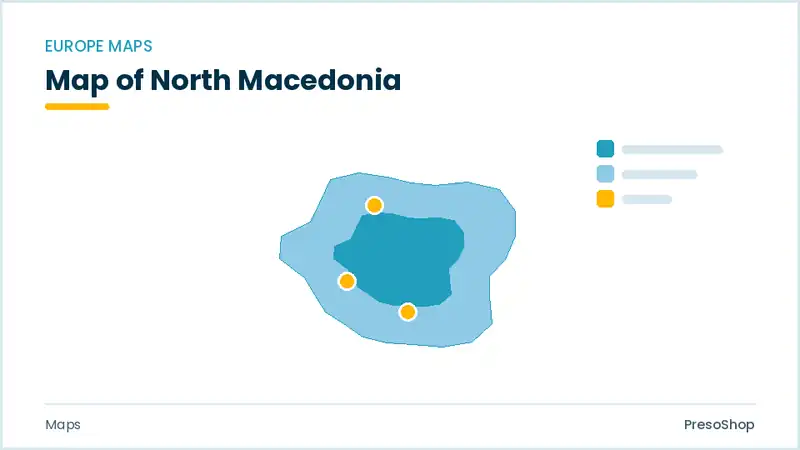Editable PowerPoint outline map of North Macedonia in Europe, drawn as recolourable vector shapes for market and territory slides