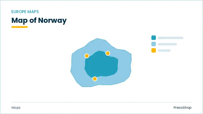 Editable PowerPoint outline map of Norway in Europe, drawn as recolourable vector shapes for market and territory slides