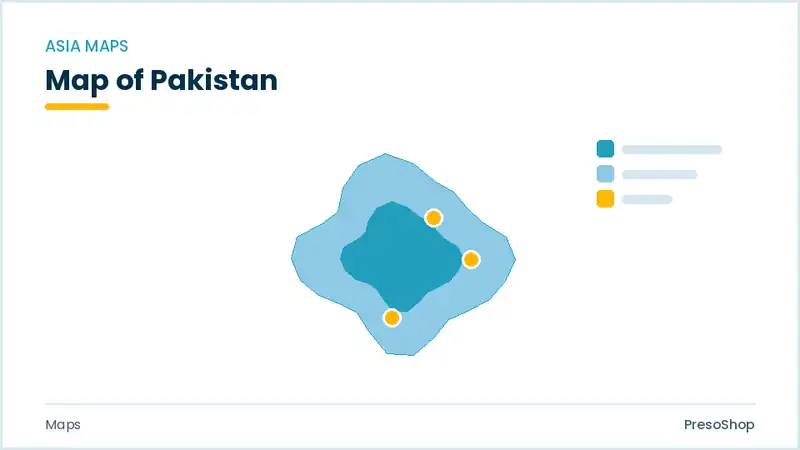 Editable PowerPoint outline map of Pakistan in Asia, drawn as recolourable vector shapes for market and territory slides