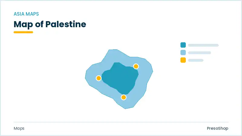 Editable PowerPoint outline map of Palestine in Asia, drawn as recolourable vector shapes for market and territory slides