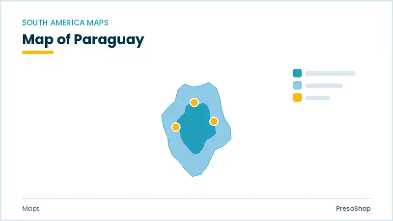 Editable PowerPoint outline map of Paraguay in South America, drawn as recolourable vector shapes for market and territory slides