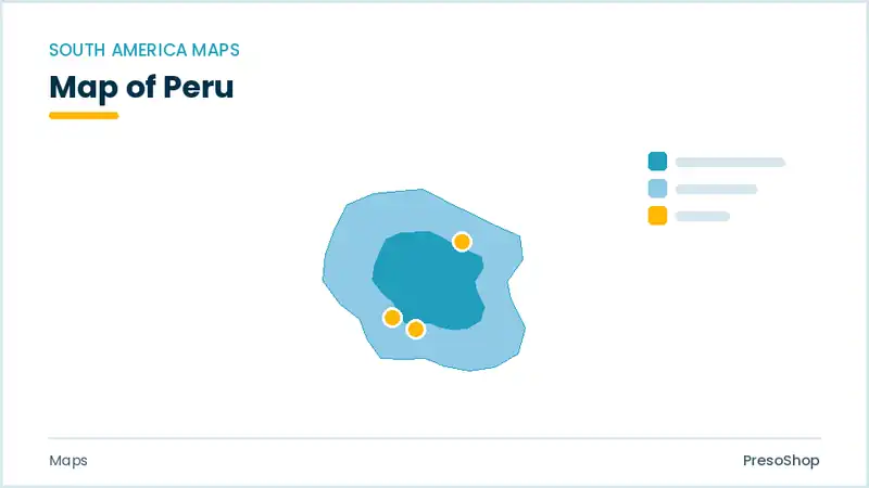 Editable PowerPoint outline map of Peru in South America, drawn as recolourable vector shapes for market and territory slides