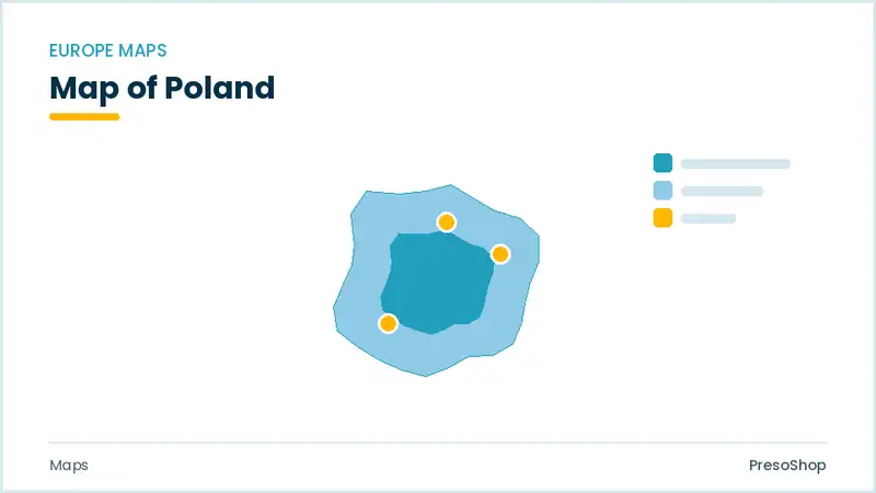 Editable PowerPoint outline map of Poland in Europe, drawn as recolourable vector shapes for market and territory slides