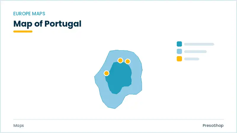 Editable PowerPoint outline map of Portugal in Europe, drawn as recolourable vector shapes for market and territory slides