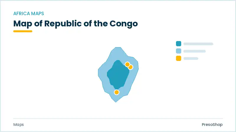 Editable PowerPoint outline map of Republic of the Congo in Africa, drawn as recolourable vector shapes for market and territory slides