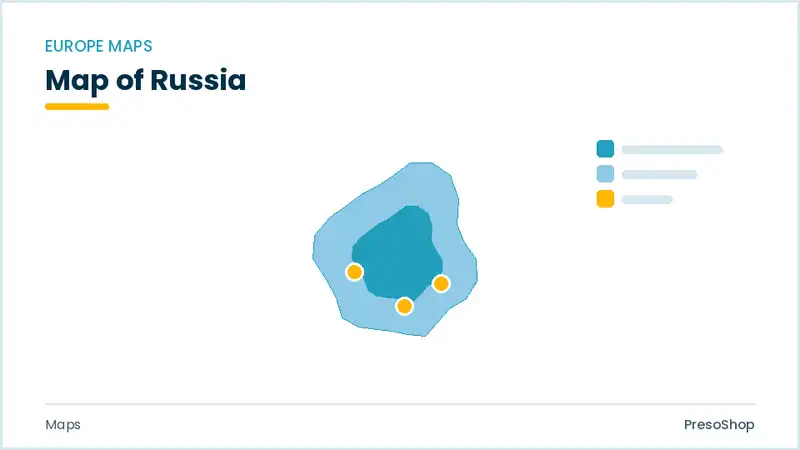 Editable PowerPoint outline map of Russia in Europe, drawn as recolourable vector shapes for market and territory slides