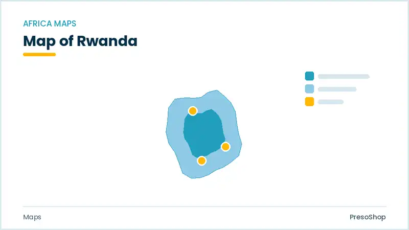 Editable PowerPoint outline map of Rwanda in Africa, drawn as recolourable vector shapes for market and territory slides