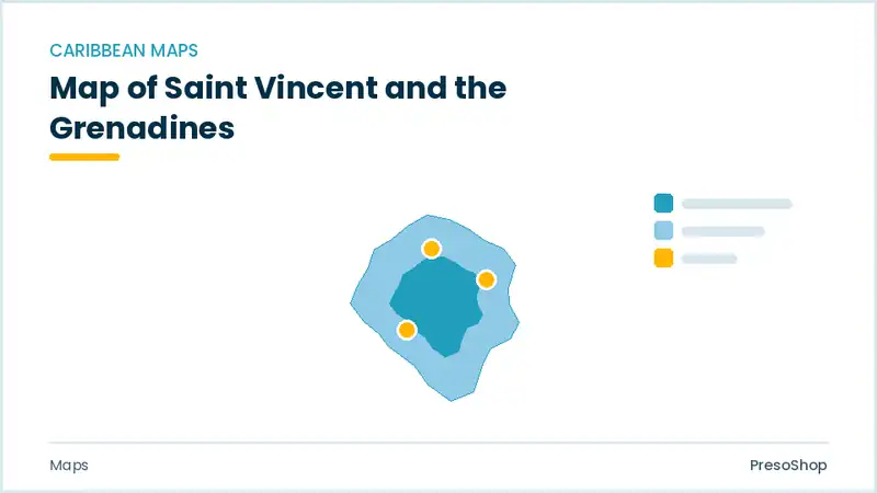 Editable PowerPoint outline map of Saint Vincent and the Grenadines in Caribbean, drawn as recolourable vector shapes for market and territory slides