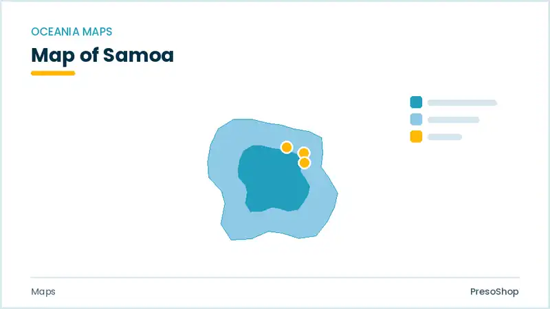 Editable PowerPoint outline map of Samoa in Oceania, drawn as recolourable vector shapes for market and territory slides