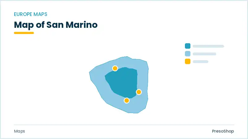 Editable PowerPoint outline map of San Marino in Europe, drawn as recolourable vector shapes for market and territory slides