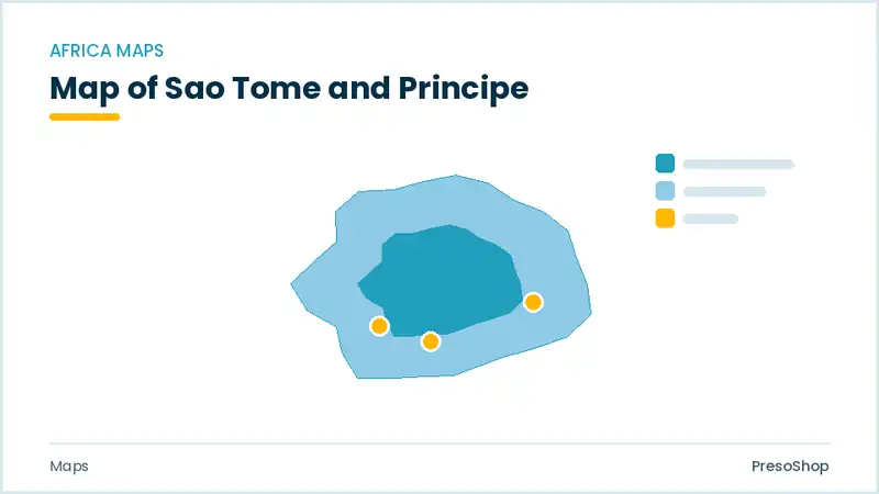 Editable PowerPoint outline map of Sao Tome and Principe in Africa, drawn as recolourable vector shapes for market and territory slides