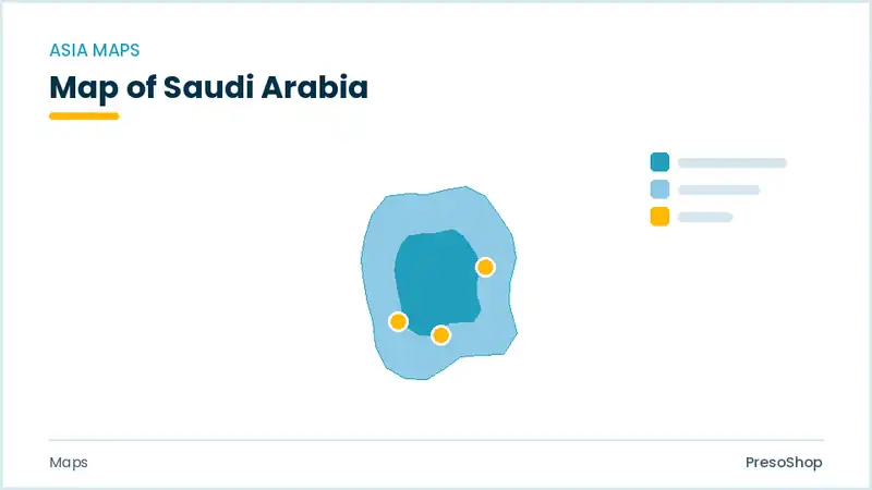 Editable PowerPoint outline map of Saudi Arabia in Asia, drawn as recolourable vector shapes for market and territory slides
