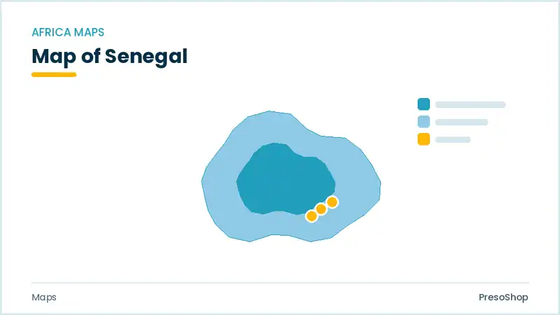 Editable PowerPoint outline map of Senegal in Africa, drawn as recolourable vector shapes for market and territory slides