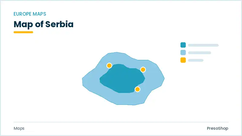 Editable PowerPoint outline map of Serbia in Europe, drawn as recolourable vector shapes for market and territory slides