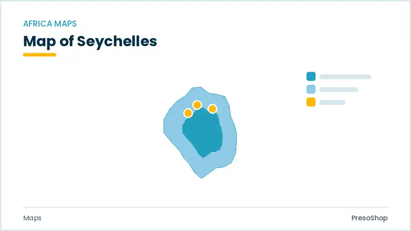 Editable PowerPoint outline map of Seychelles in Africa, drawn as recolourable vector shapes for market and territory slides