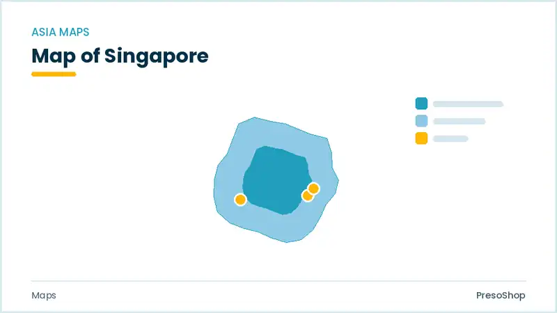 Editable PowerPoint outline map of Singapore in Asia, drawn as recolourable vector shapes for market and territory slides