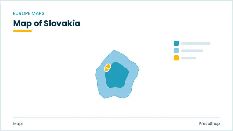 Editable PowerPoint outline map of Slovakia in Europe, drawn as recolourable vector shapes for market and territory slides