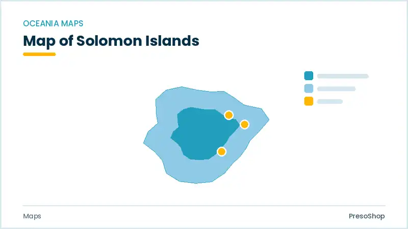 Editable PowerPoint outline map of Solomon Islands in Oceania, drawn as recolourable vector shapes for market and territory slides