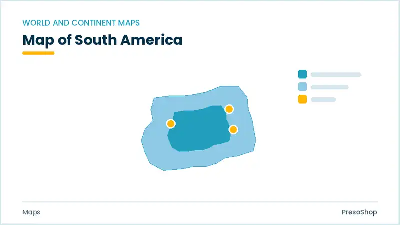 Editable PowerPoint south america map with each region as a separate recolourable vector shape