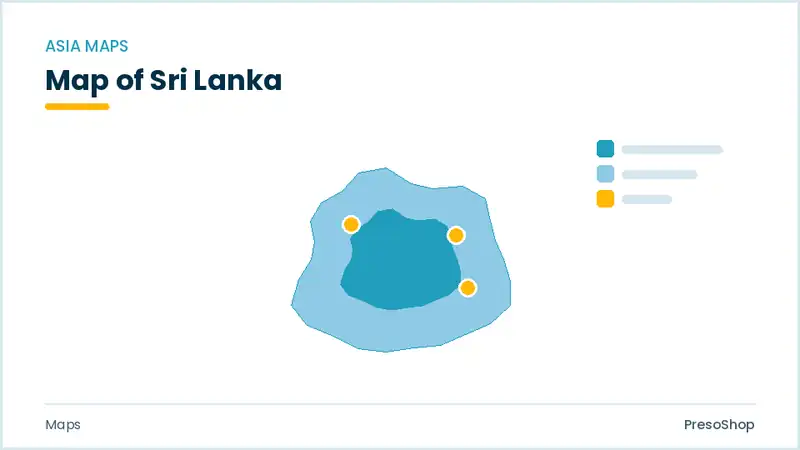 Editable PowerPoint outline map of Sri Lanka in Asia, drawn as recolourable vector shapes for market and territory slides