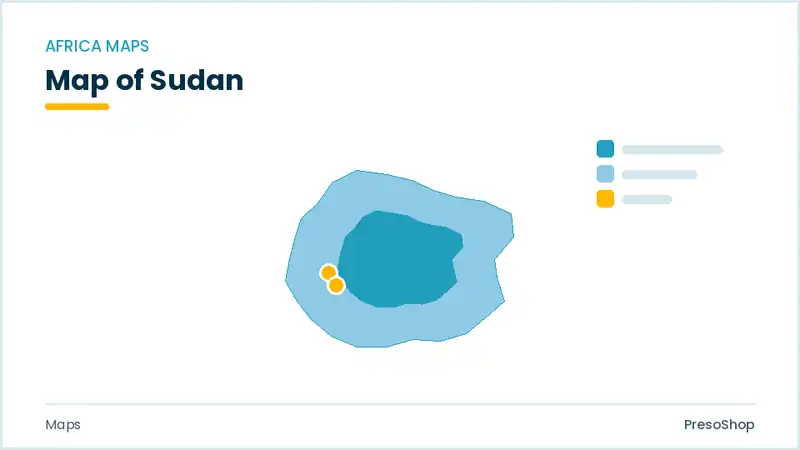 Editable PowerPoint outline map of Sudan in Africa, drawn as recolourable vector shapes for market and territory slides