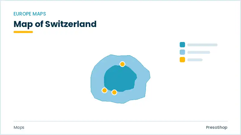 Editable PowerPoint outline map of Switzerland in Europe, drawn as recolourable vector shapes for market and territory slides